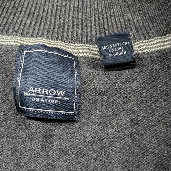 Arrow Men's 1/4 Zip Grey Sweater Sz XXL - Picture 4 of 4